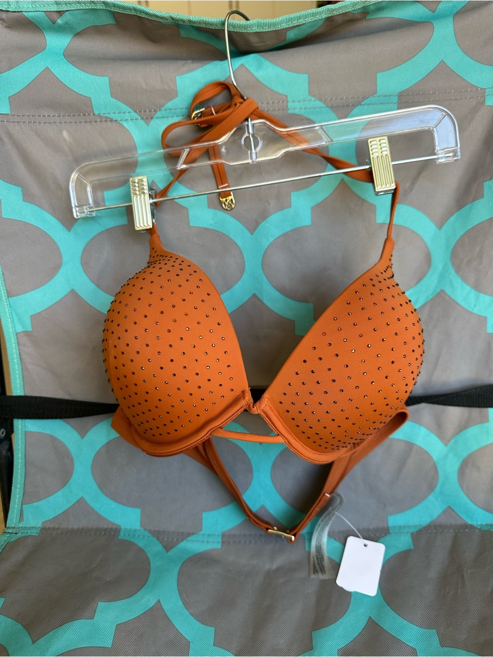 Victoria's Secret Mint and Taupe Patterned Fabric